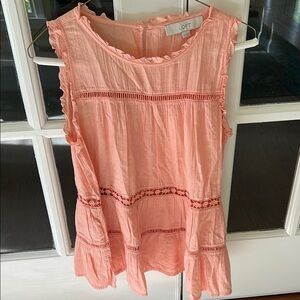 LOFT Peach Sleeveless Ruffled Blouse🌿